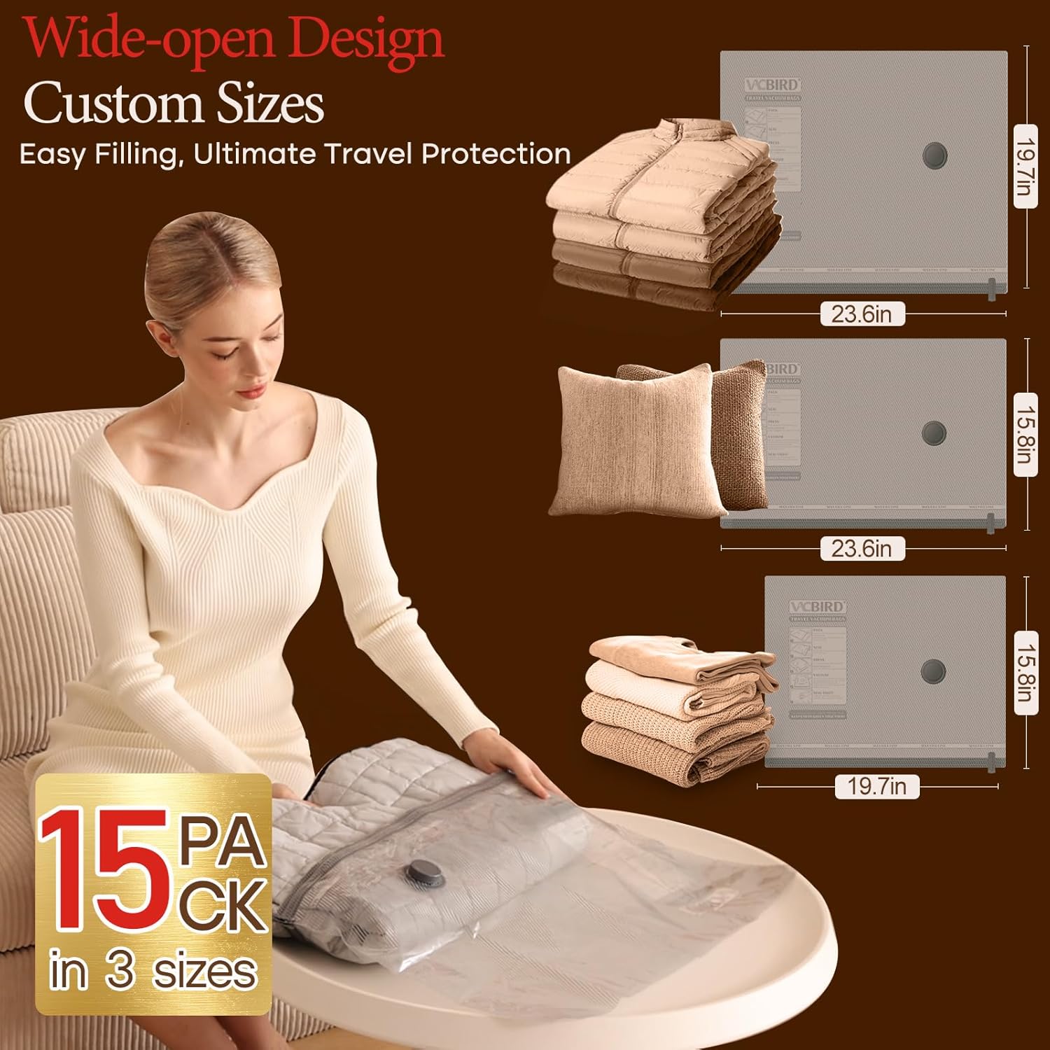 Travel Vacuum Storage Bags with Rechargeable Pump Set