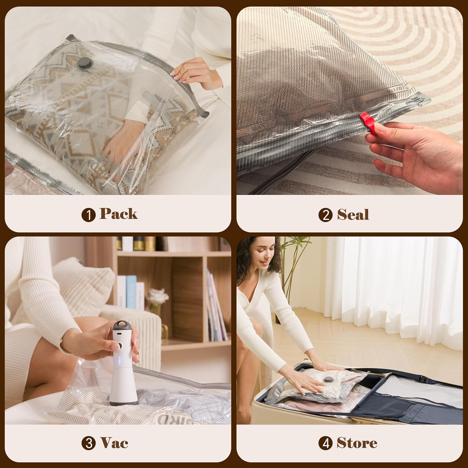 Travel Vacuum Storage Bags with Rechargeable Pump Set