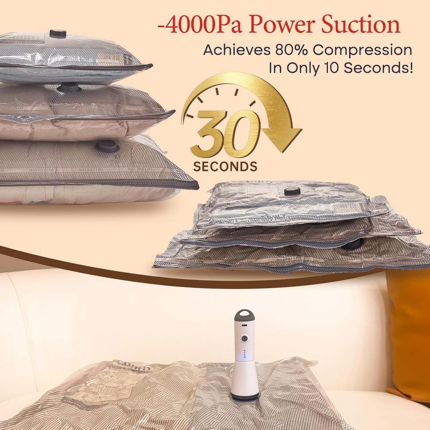 Travel Vacuum Storage Bags with Rechargeable Pump Set