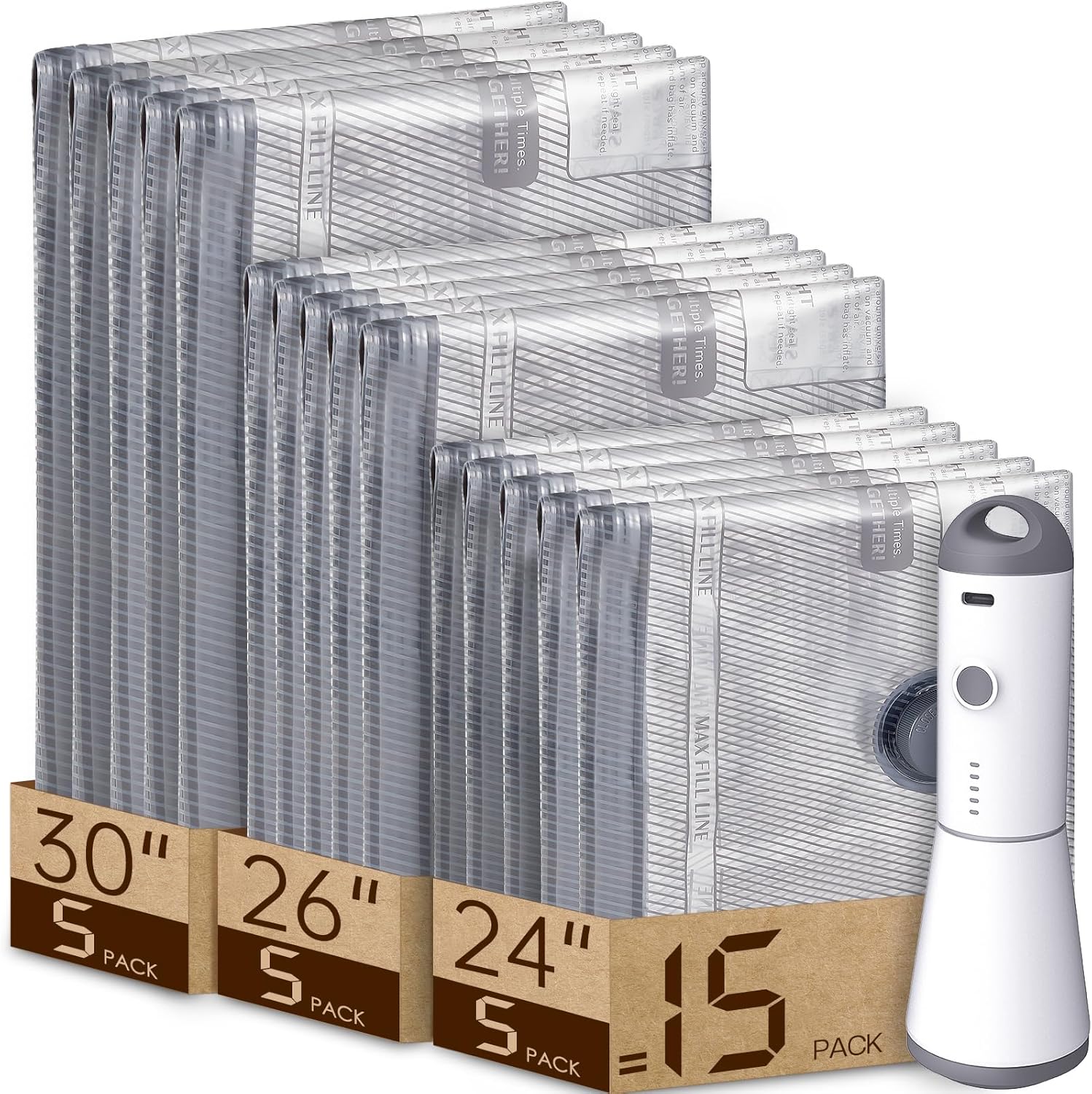 Travel Vacuum Storage Bags with Rechargeable Pump Set